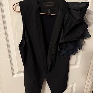 BCBGMaxAzria Black Vest with Ruffle Accent